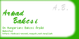 arpad bakcsi business card